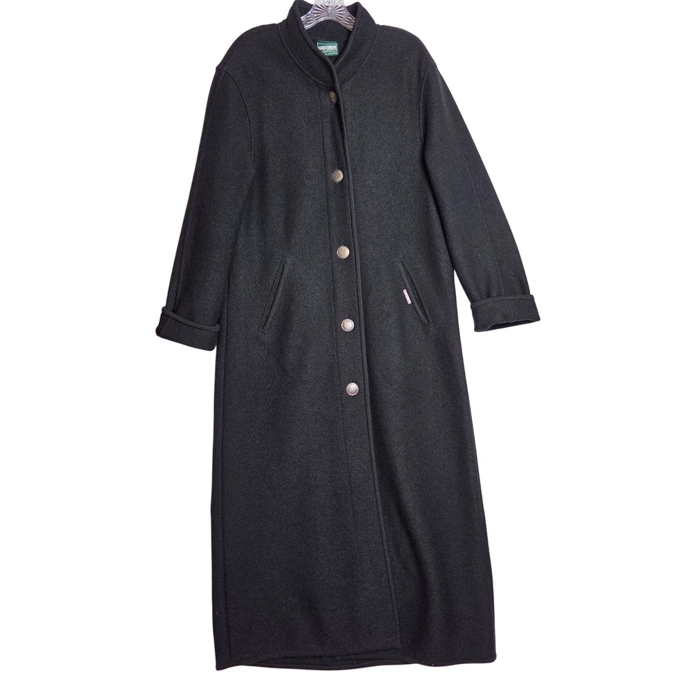 Geiger Boiled Wool Long Coat 34 Black Lagenlook Vintage Luxury Heritage Minimal
